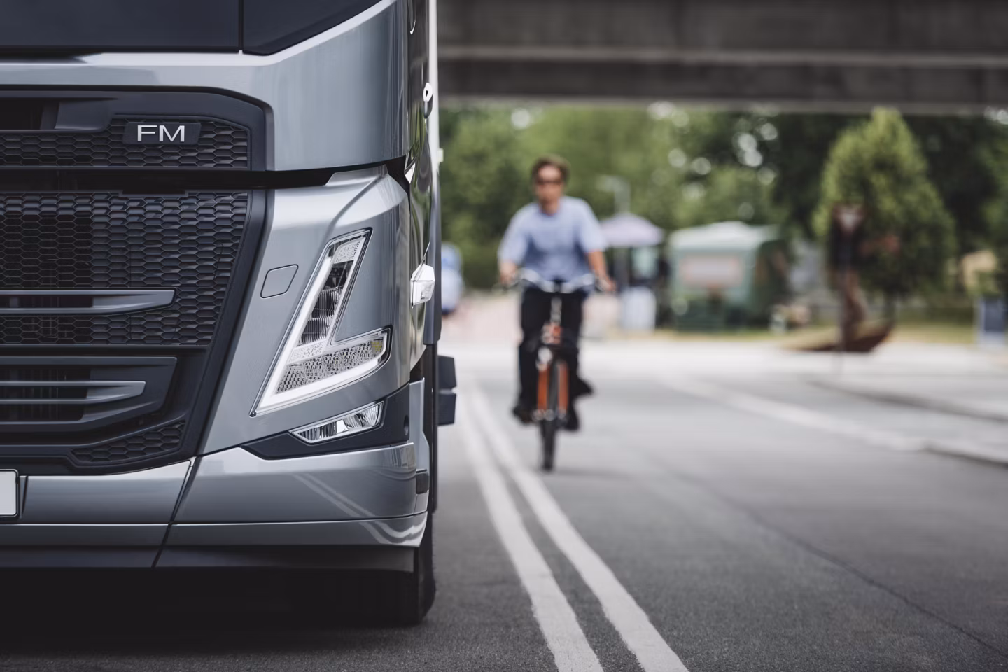 Truck and cyclist