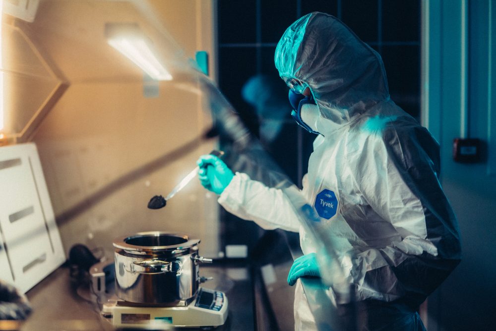 lab technician working on lithium battery technology