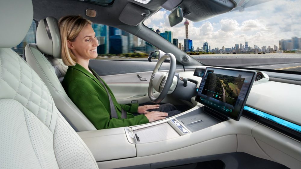 Bosch Level 3 automated driving demonstration with hands-free, eyes-off operation in a Chery Exeed ES test vehicle.