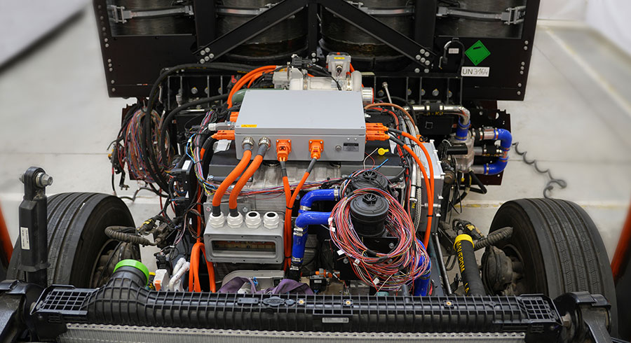 EKPO NM20 fuel cell stack integrated into a 40-tonne hydrogen truck test carrier