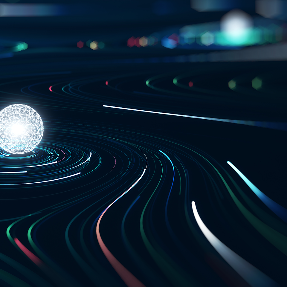 Abstract light trails graphic representing the DRIVE35 Scale-up Fund awards for UK zero-emission vehicle manufacturing projects